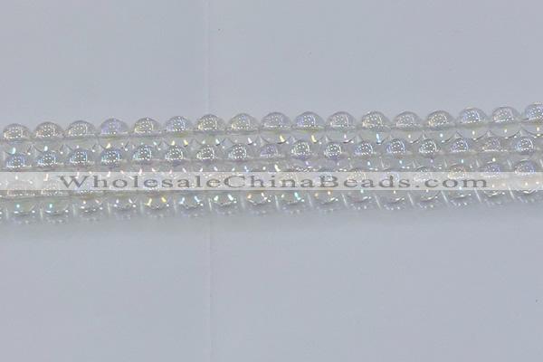 CNC572 15.5 inches 10mm round plated natural white crystal beads