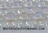 CNC574 15.5 inches 14mm round plated natural white crystal beads
