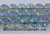 CNC582 15.5 inches 6mm round plated natural white crystal beads