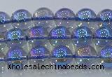 CNC588 15.5 inches 6mm round plated natural white crystal beads