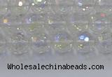 CNC600 15.5 inches 4mm faceted round plated natural white crystal beads