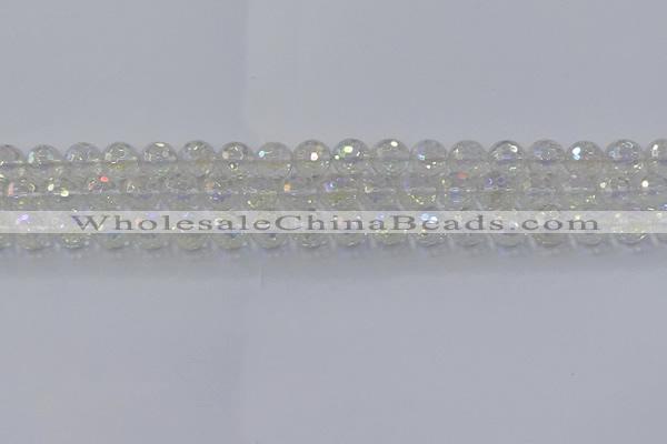 CNC602 15.5 inches 8mm faceted round plated natural white crystal beads