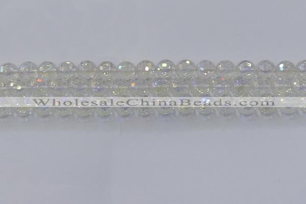 CNC603 15.5 inches 10mm faceted round plated natural white crystal beads