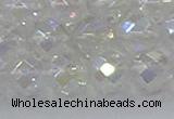CNC612 15.5 inches 14mm faceted round plated natural white crystal beads