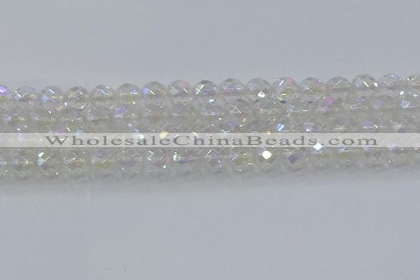 CNC612 15.5 inches 14mm faceted round plated natural white crystal beads