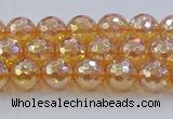 CNC614 15.5 inches 6mm faceted round plated natural white crystal beads