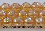 CNC616 15.5 inches 10mm faceted round plated natural white crystal beads