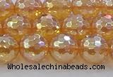 CNC617 15.5 inches 12mm faceted round plated natural white crystal beads