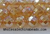 CNC621 15.5 inches 8mm faceted round plated natural white crystal beads