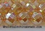 CNC624 15.5 inches 14mm faceted round plated natural white crystal beads