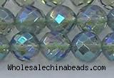 CNC630 15.5 inches 12mm faceted round plated natural white crystal beads