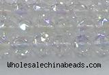 CNC645 15.5 inches 6mm faceted round plated natural white crystal beads