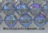 CNC660 15.5 inches 12mm faceted round plated natural white crystal beads