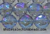 CNC661 15.5 inches 14mm faceted round plated natural white crystal beads