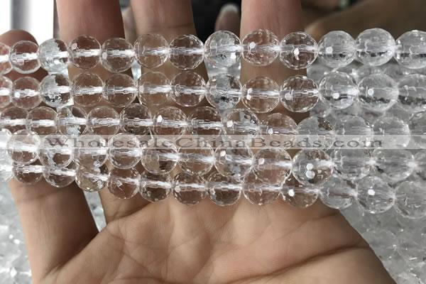 CNC713 15.5 inches 8mm faceted round white crystal beads