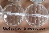 CNC718 15.5 inches 18mm faceted round white crystal beads