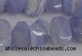 CNG1037 12*16mm - 15*20mm faceted nuggets blue lace agate beads