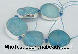 CNG1492 8 inches 30*35mm - 35*45mm freeform agate beads with brass setting