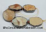 CNG1494 8 inches 30*35mm - 35*45mm freeform agate beads with brass setting