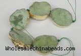 CNG1500 8 inches 30*35mm - 35*45mm freeform agate beads with brass setting