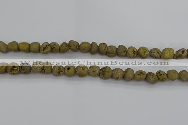 CNG2011 15.5 inches 8*10mm - 10*14mm nuggets plated druzy agate beads