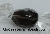 CNG239 18*25mm - 25*30mm faceted nuggets smoky quartz & crystal beads