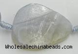 CNG243 18*28mm - 28*45mm faceted nuggets blue chalcedony beads