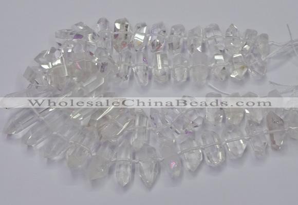 CNG3200 10*25mm - 12*45mm faceted nuggets white crystal beads