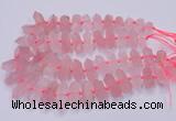 CNG3201 10*25mm - 12*45mm faceted nuggets rose quartz beads