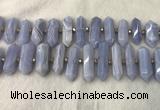 CNG3212 10*25mm - 12*45mm faceted nuggets blue lace agate beads