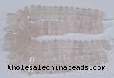 CNG3217 10*25mm - 12*50mm faceted nuggets rose quartz beads