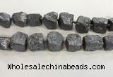 CNG3555 15*20mm - 20*25mm nuggets plated rough white crystal beads