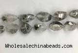 CNG3585 15*25mm - 20*30mm faceted nuggets black rutilated quartz beads
