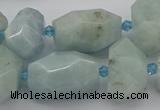 CNG5230 15.5 inches 12*16mm - 15*25mm faceted nuggets aquamarine beads