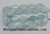 CNG5375 15.5 inches 20*30mm - 35*45mm faceted freeform aquamarine beads