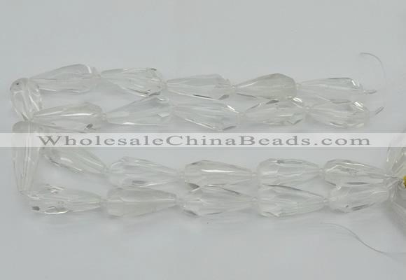 CNG5646 15*35mm - 18*45mm faceted teardrop white crystal beads