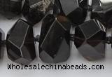 CNG5734 12*16mm - 15*20mm faceted nuggets ice black obsidian beads