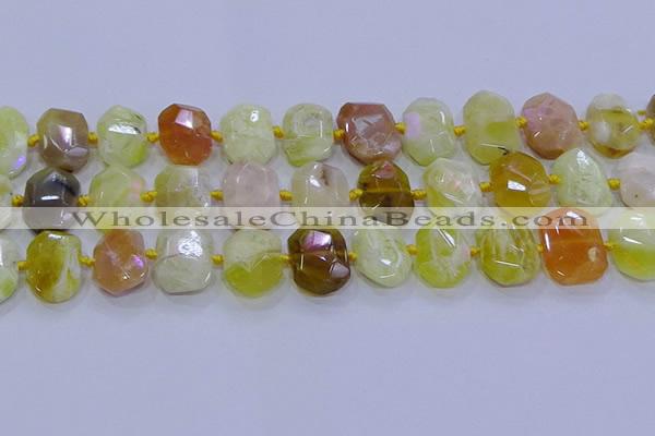 CNG5812 15.5 inches 10*14mm - 12*16mm faceted freeform yellow opal beads