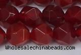 CNG6024 15.5 inches 12mm faceted nuggets red agate beads