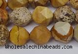 CNG6201 15.5 inches 10mm faceted nuggets picture jasper beads