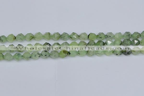 CNG7241 15.5 inches 8mm faceted nuggets green rutilated quartz beads