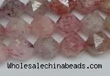 CNG7256 15.5 inches 8mm faceted nuggets strawberry quartz beads