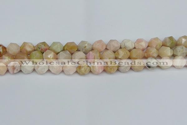 CNG7302 15.5 inches 10mm faceted nuggets pink opal gemstone beads