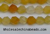CNG7355 15.5 inches 6mm faceted nuggets yellow jade beads