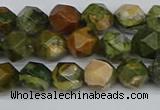 CNG7395 15.5 inches 6mm faceted nuggets rhyolite gemstone beads
