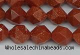 CNG7402 15.5 inches 10mm faceted nuggets goldstone beads