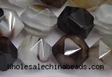 CNG7503 15.5 inches 10mm faceted nuggets line agate beads