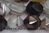 CNG7504 15.5 inches 12mm faceted nuggets line agate beads
