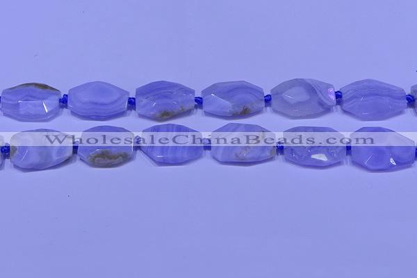 CNG7526 18*25mm - 25*35mm faceted freeform blue lace agate beads