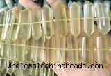 CNG7941 10*22mm - 12*45mm faceted nuggets lemon quartz beads